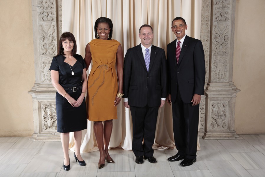 John Key with Obamas