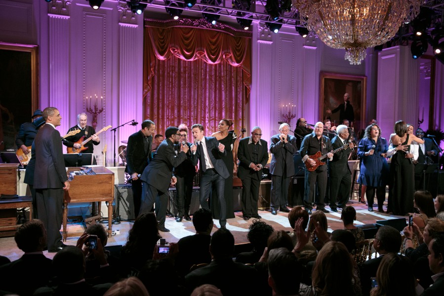 Justin Timberlake and Steve Cropper performing at the White House