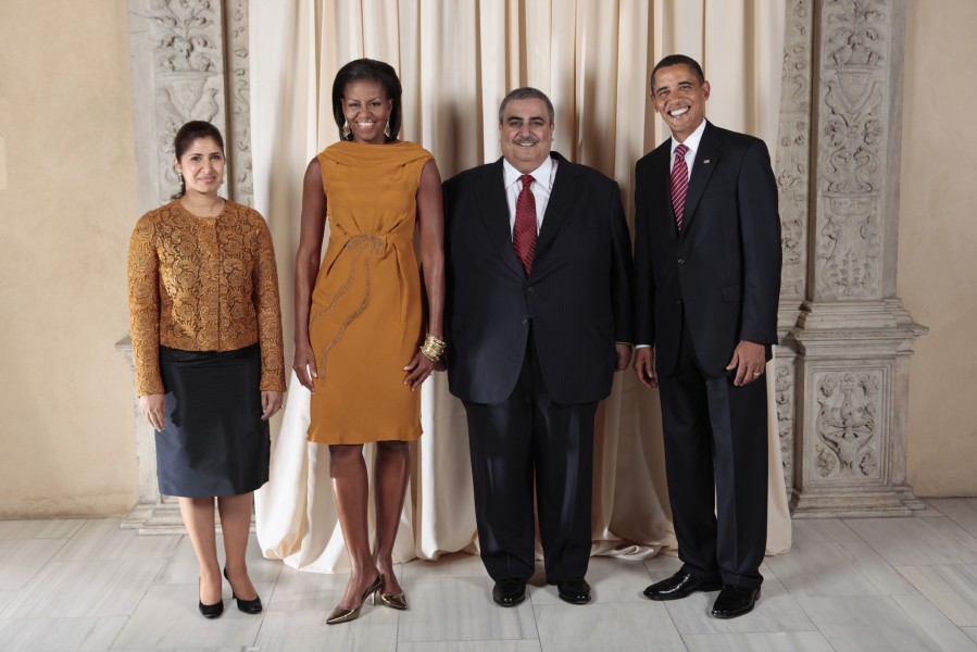 Khalid bin Ahmed bin Mohammed Al Khalifa with Obamas