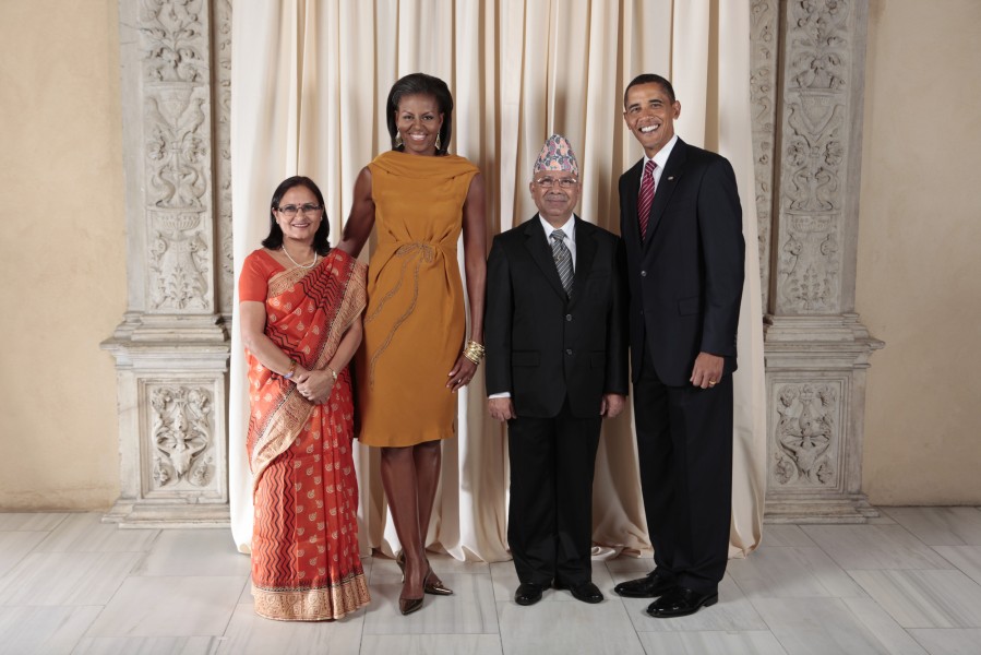 Madhav Kumar Nepal with Obamas