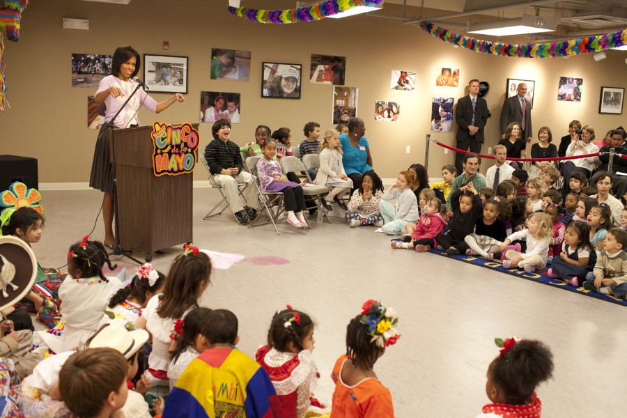 Michelle Obama at Latin American Montessori Bilingual Public Charter School 5-4-09 1