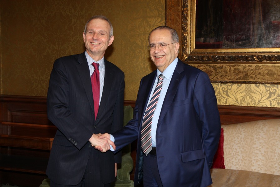 Minister for Europe David Lidington meeting Cypriot Foreign Minister Ioannis Kasoulides in London, 12 March 2015. (16794466885)