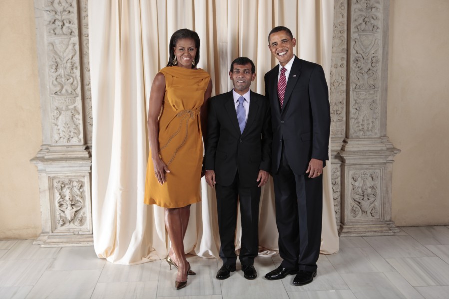 Mohamed Nasheed with Obamas