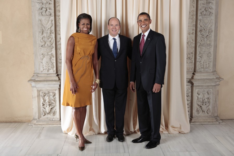 Prince Albert II with Obamas