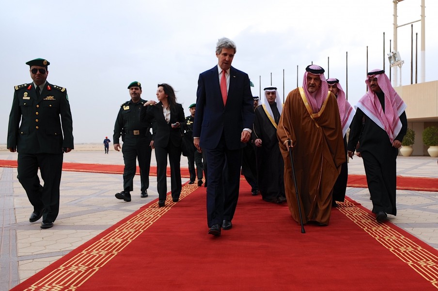 Secretary Kerry Walks With Saudi Foreign Minister al-Faisal in Riyadh (11777039626)