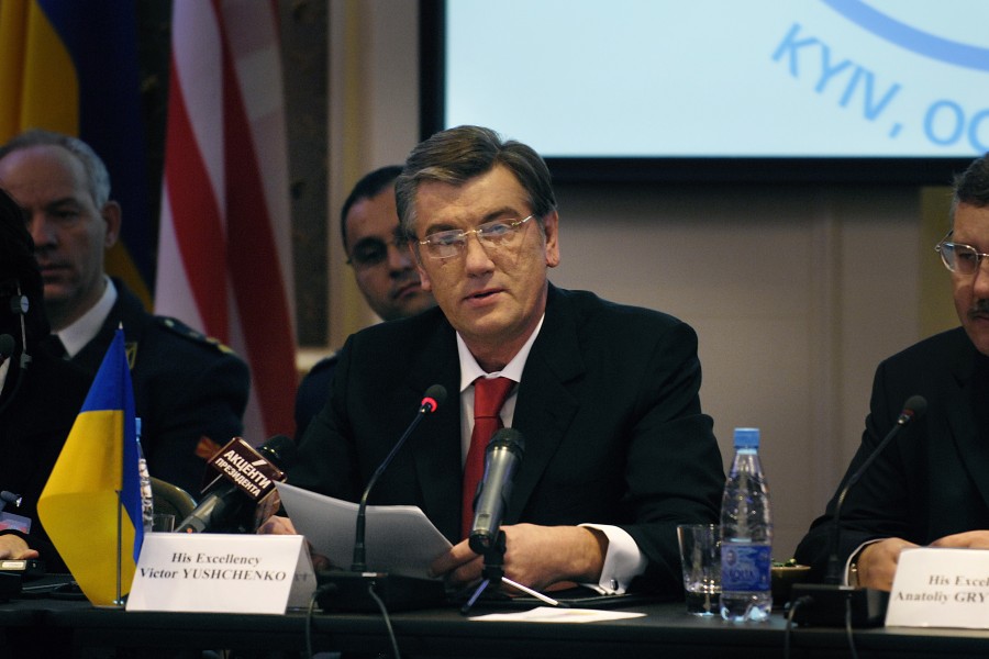 Ukrainian President Viktor Yushchenko opens the 12th-annual meeting of the Southeastern Europe Defense Ministerial (SEDM) in Kiev, Ukraine, Oct. 22, 2007 071022-D-LB417-006