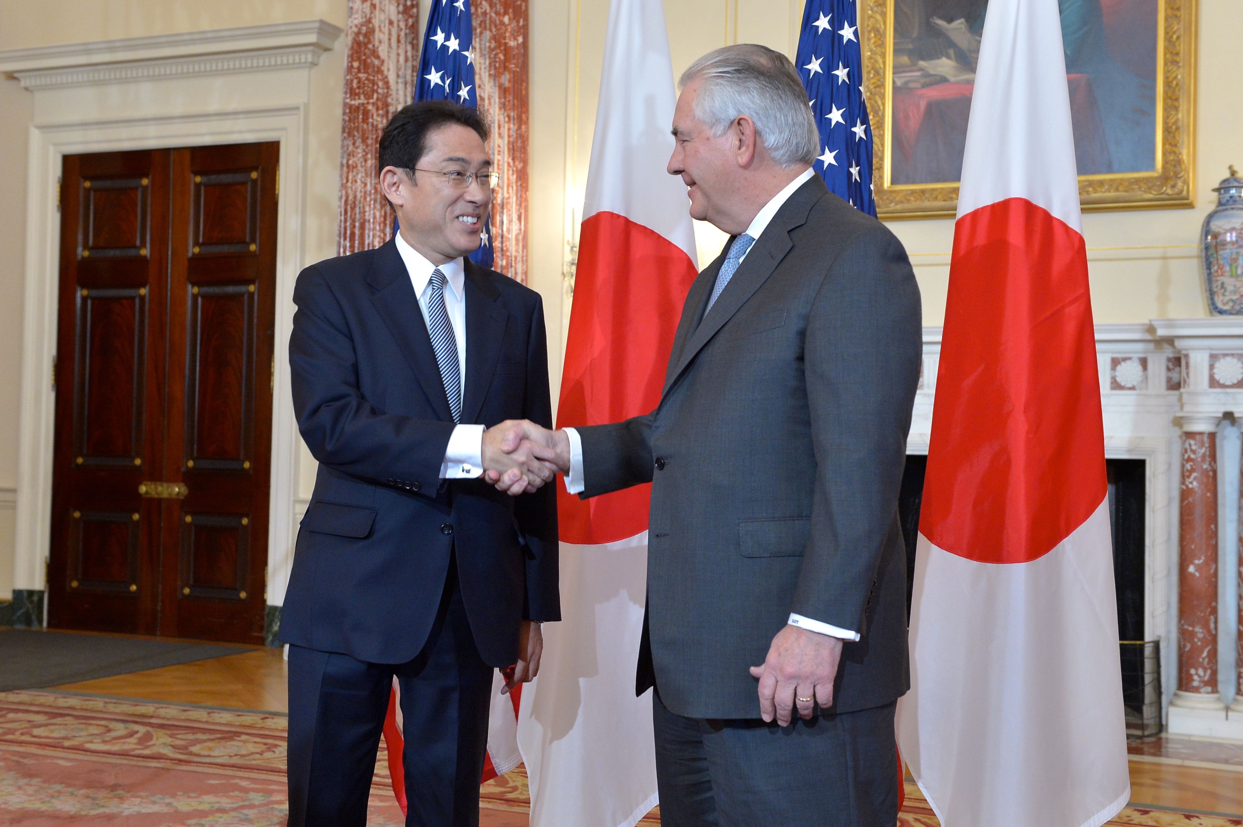 Secretary Tillerson Shakes Hands With Japanese Foreign Minister Kishida (32440784560)