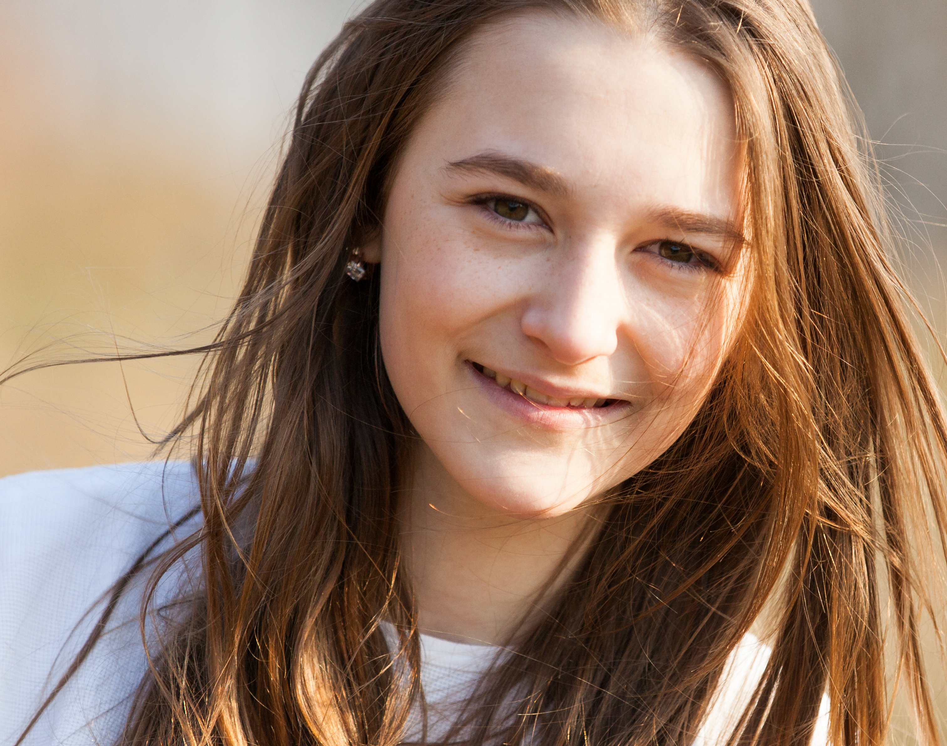 a brunette schoolgirl photographed in March 2015, picture 1
