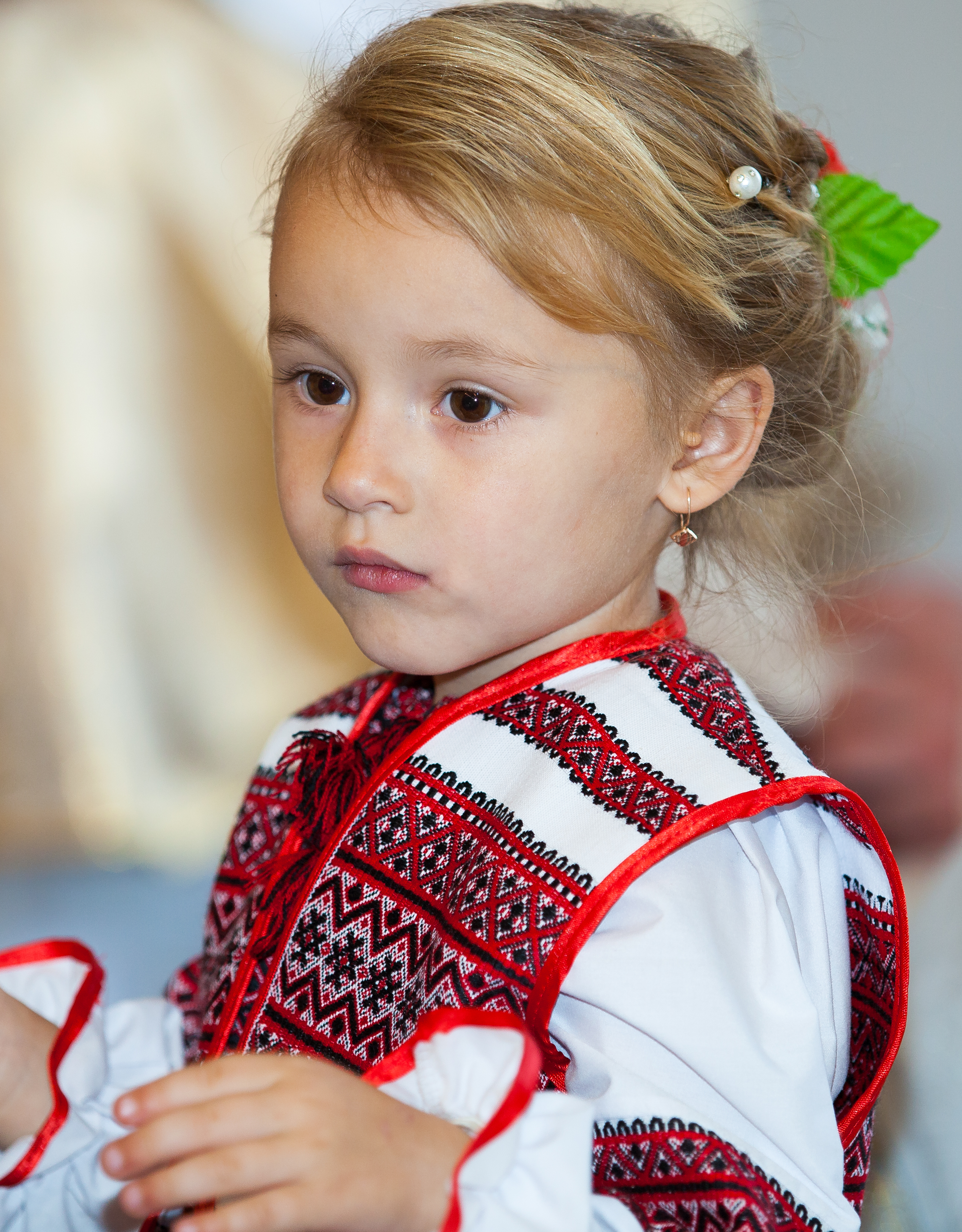 a cute blond child girl in a Catholic kindergarten photographed in November 2013, picture 1