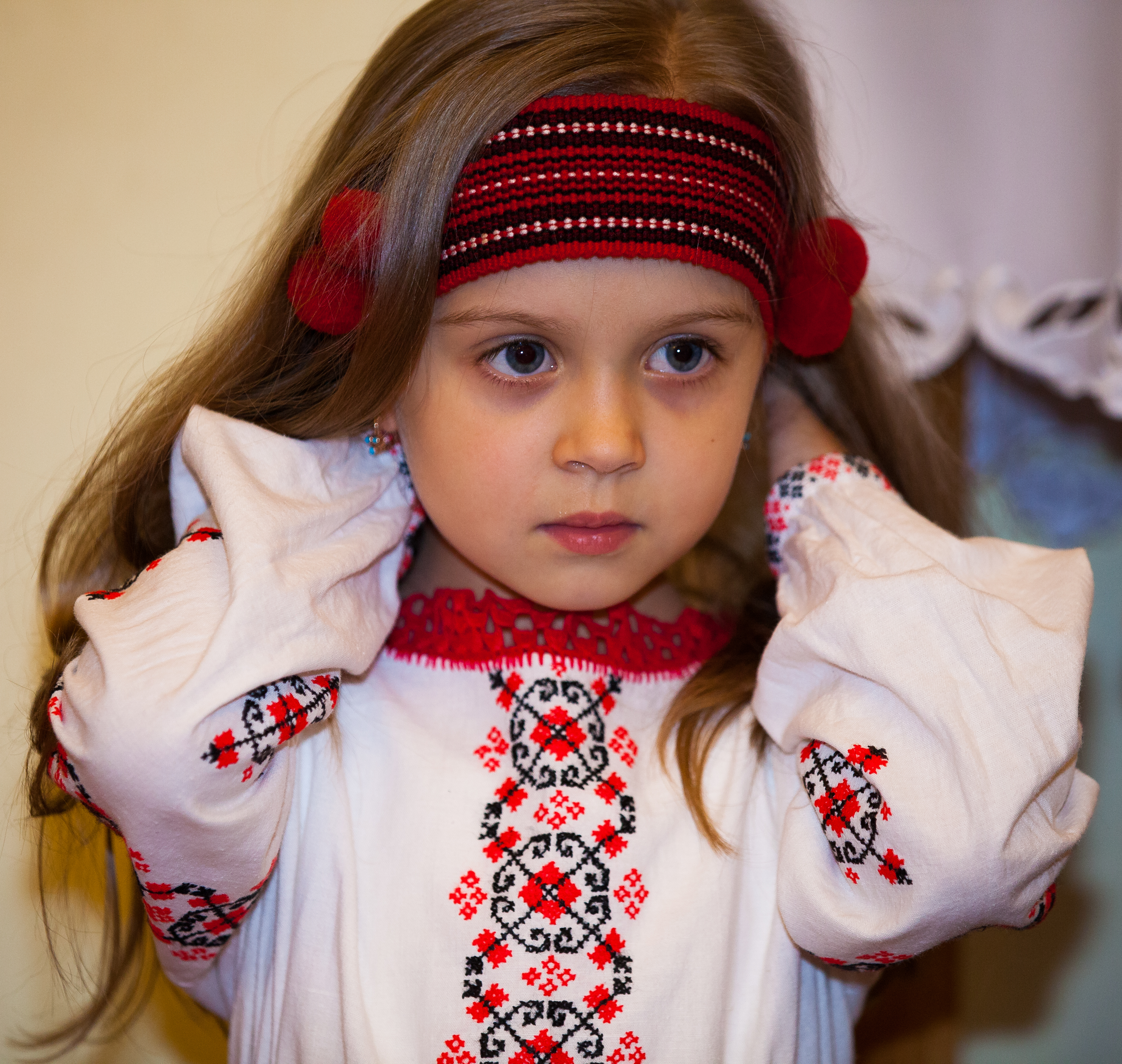 a cute blond child girl in a Catholic kindergarten photographed in November 2013, picture 7