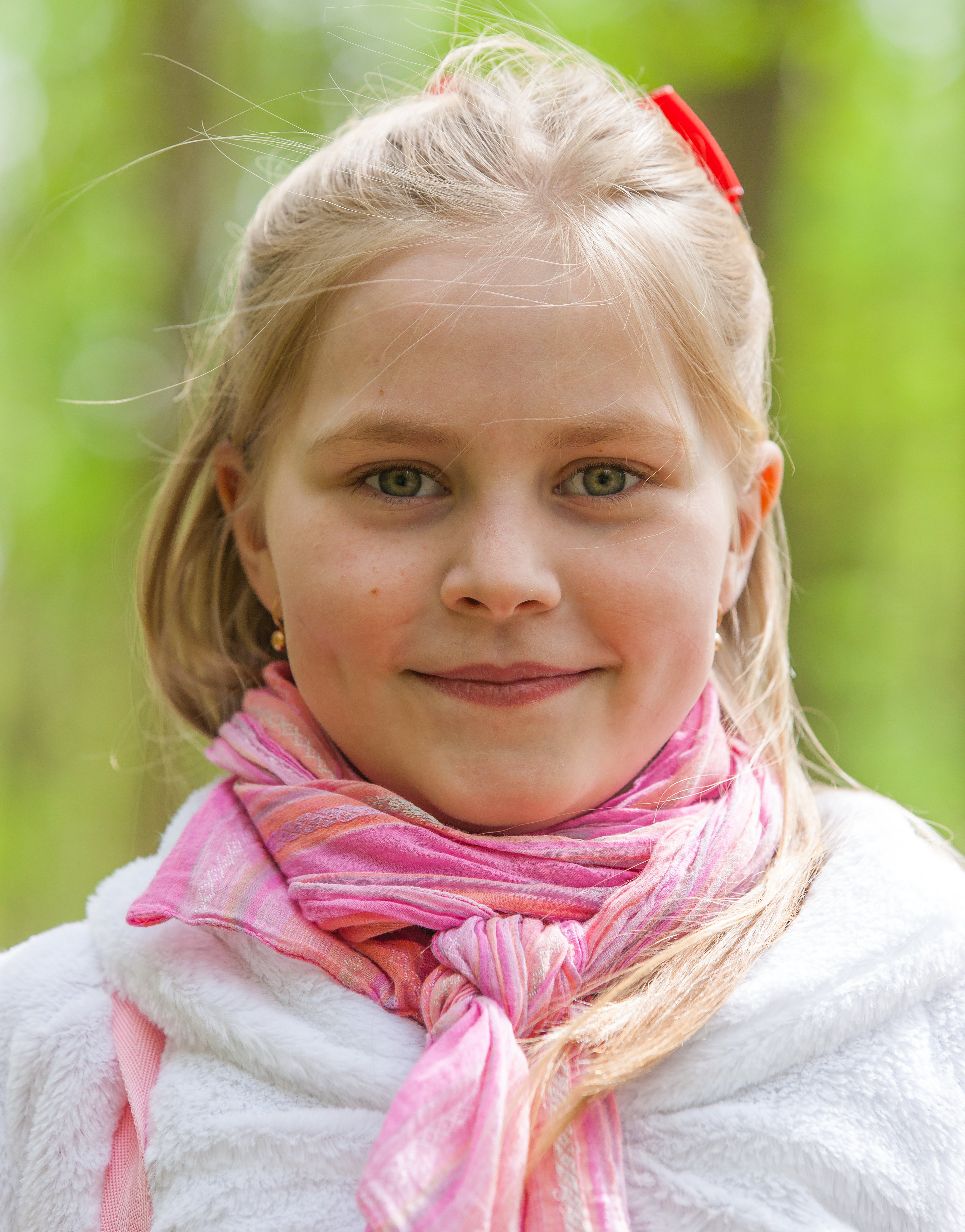 a cute Roman-Catholic blond child girl photographed in April 2014, portrait 11/29