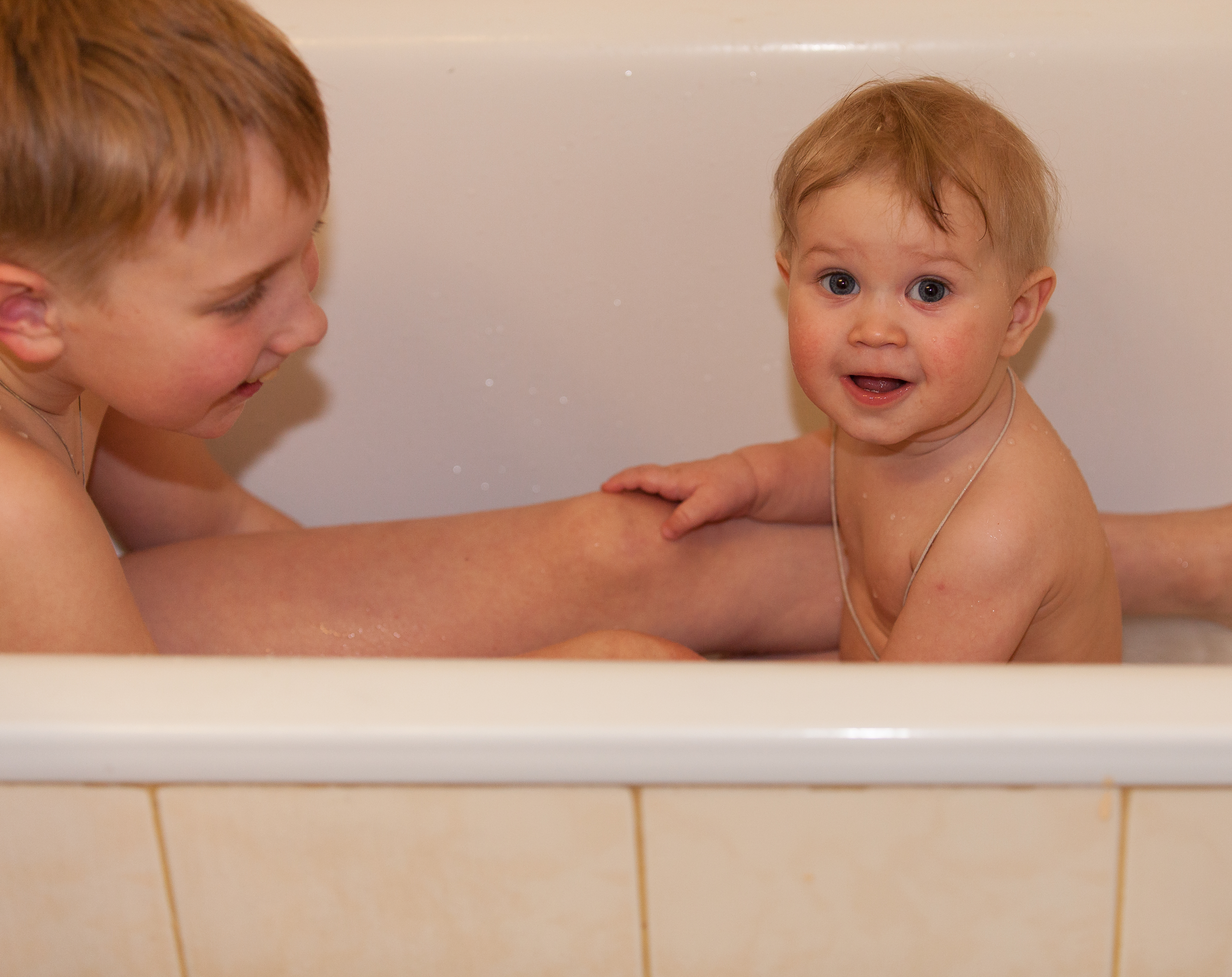 brothers taking bath in February 2014