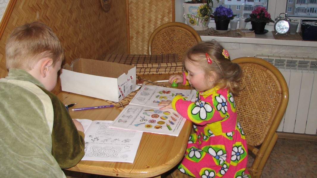 Small kids doing their studies