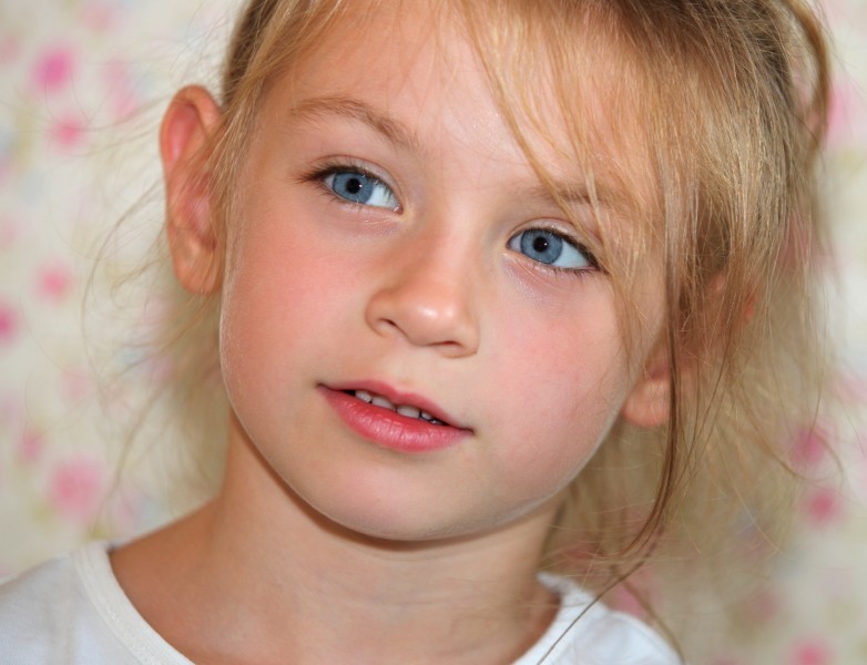a cute Catholic child girl photographed in July 2013, portrait 1/10