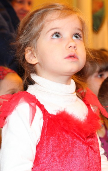 a beautiful Catholic girl at st. Nicholas day celebration in a Catholic kindergarten, photo 20