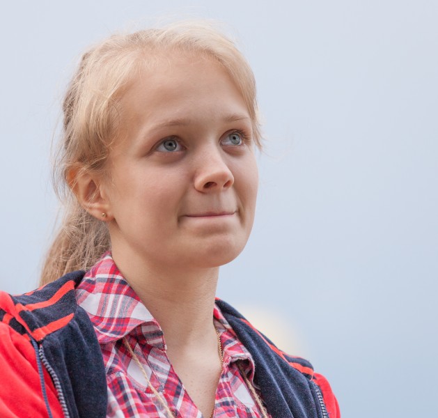 a young cute blond girl photographed in July 2014, picture 7