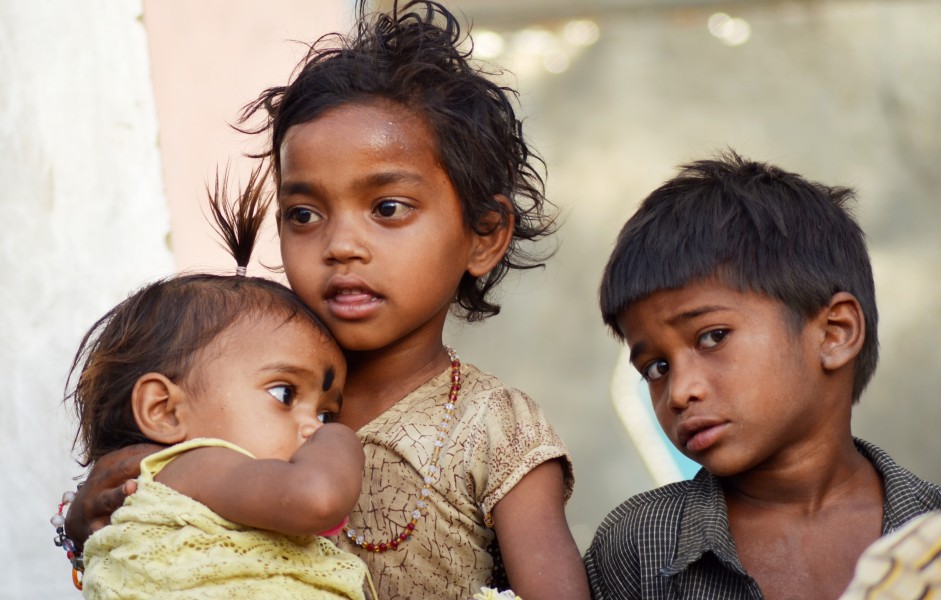 Adivasi children from Saharia tribe in Mara village, Morena district