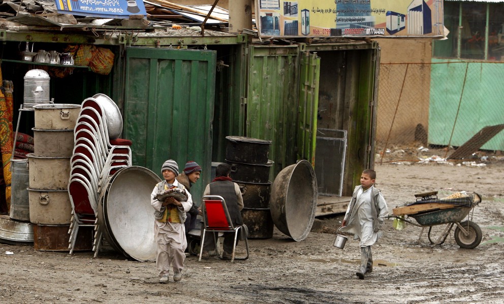 Afghan boys near market 2-4-09