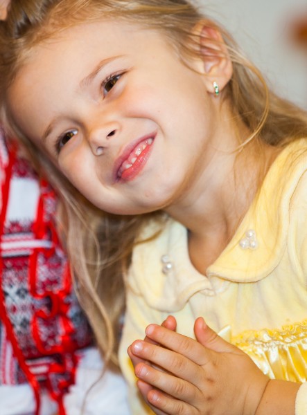 an amazing blond child girl in a Catholic kindergarten photographed in November 2013, picture 4