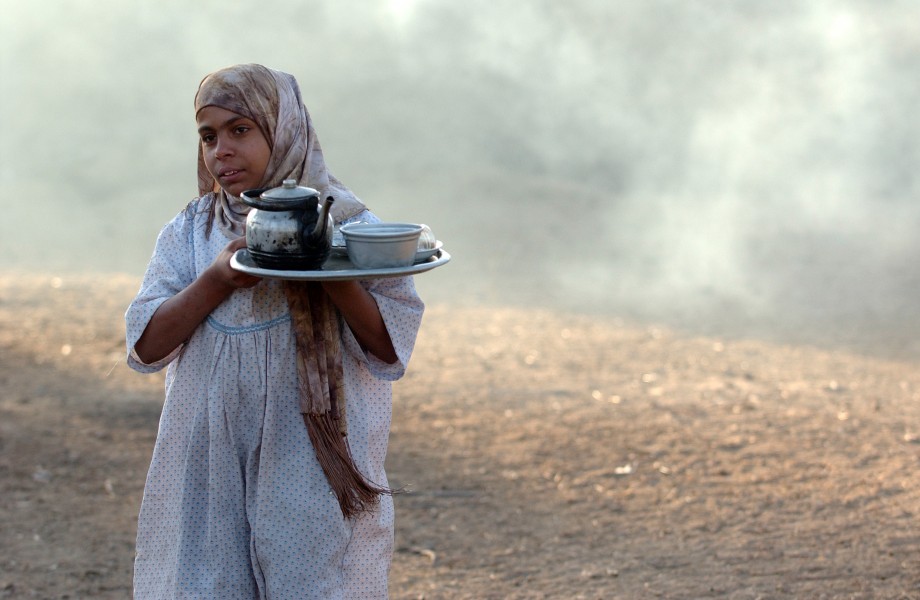 An Iraqi girl brings chai
