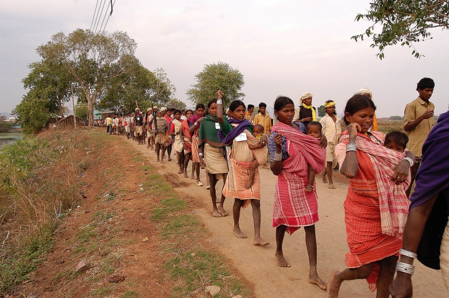 Baiga adivasi in protest walk, India
