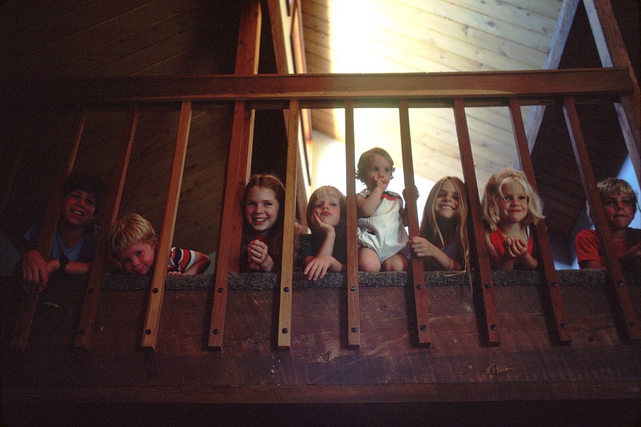 Children sitting on a staircase