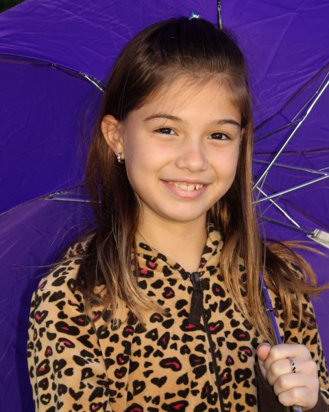 Cute Girl with Purple Umbrella