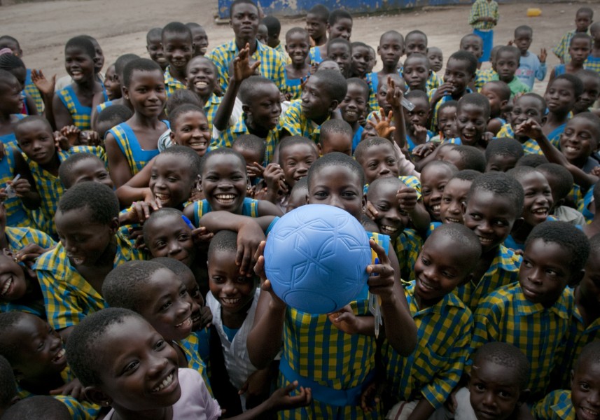 Kids receiving ball - Winneba School-Ghana Keri Oberly