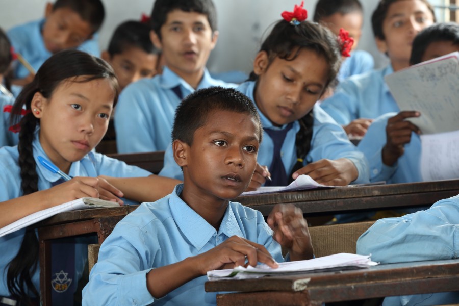 Students at Shree Dharmasthali Lower Secondary School, Pokhara, Nepal. (10726036833)