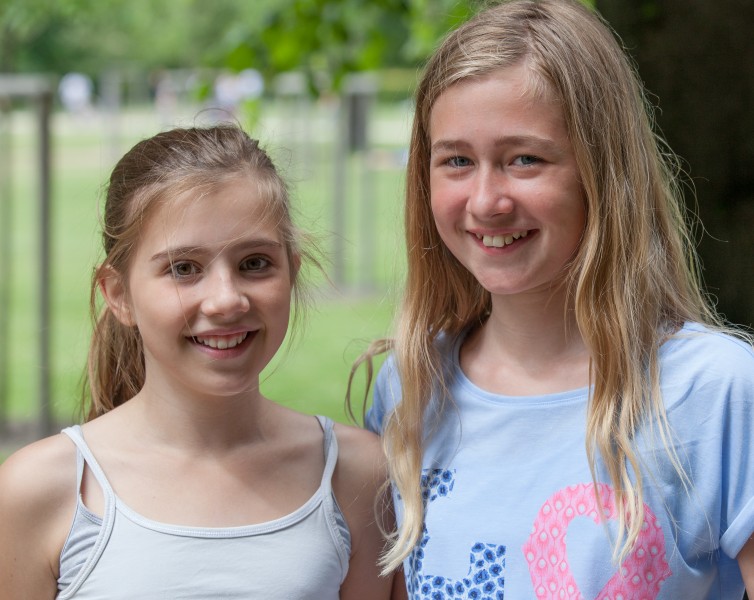 two young girls photographed in Copenhagen, Denmark, in June 2014, image 2/2