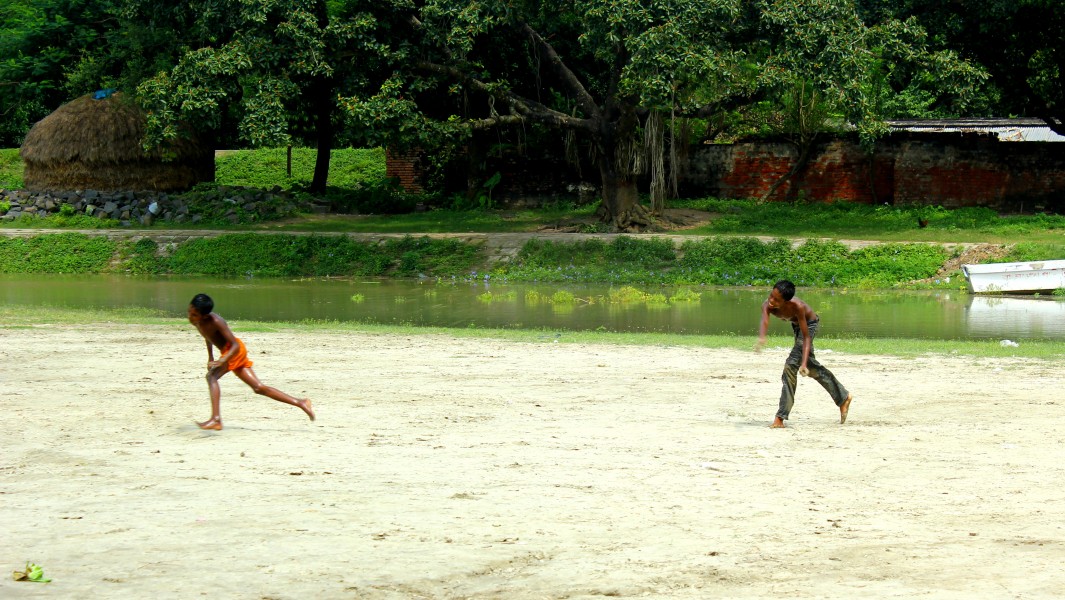Village Children Playing on the bank of the river Padma, Bangladesh NK