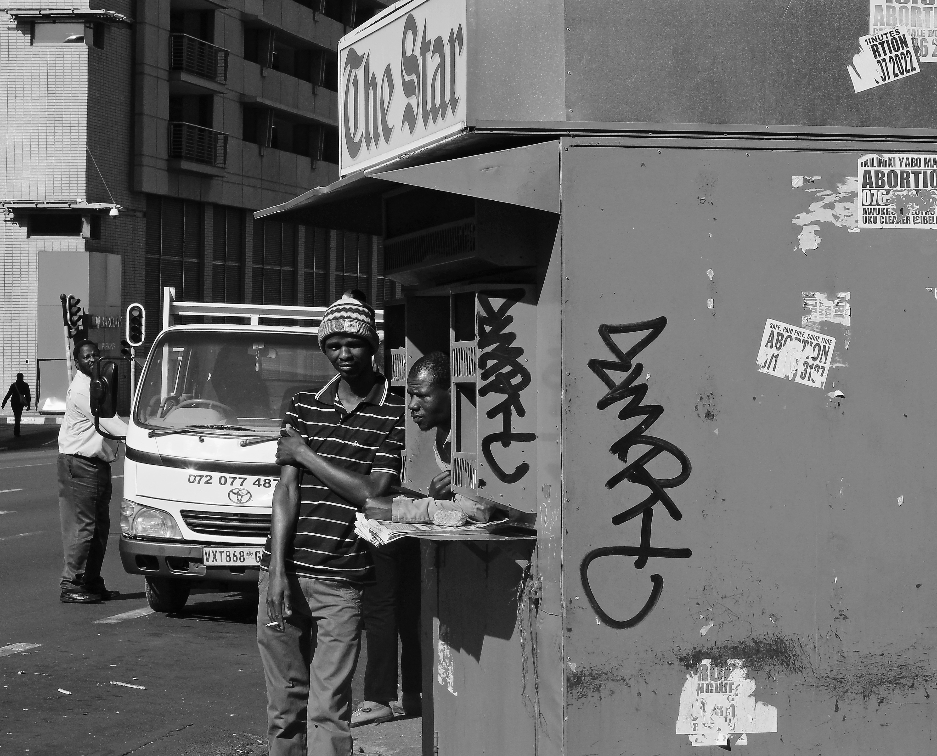 Saturday morning’s news (Johannesburg CBD, 2015)