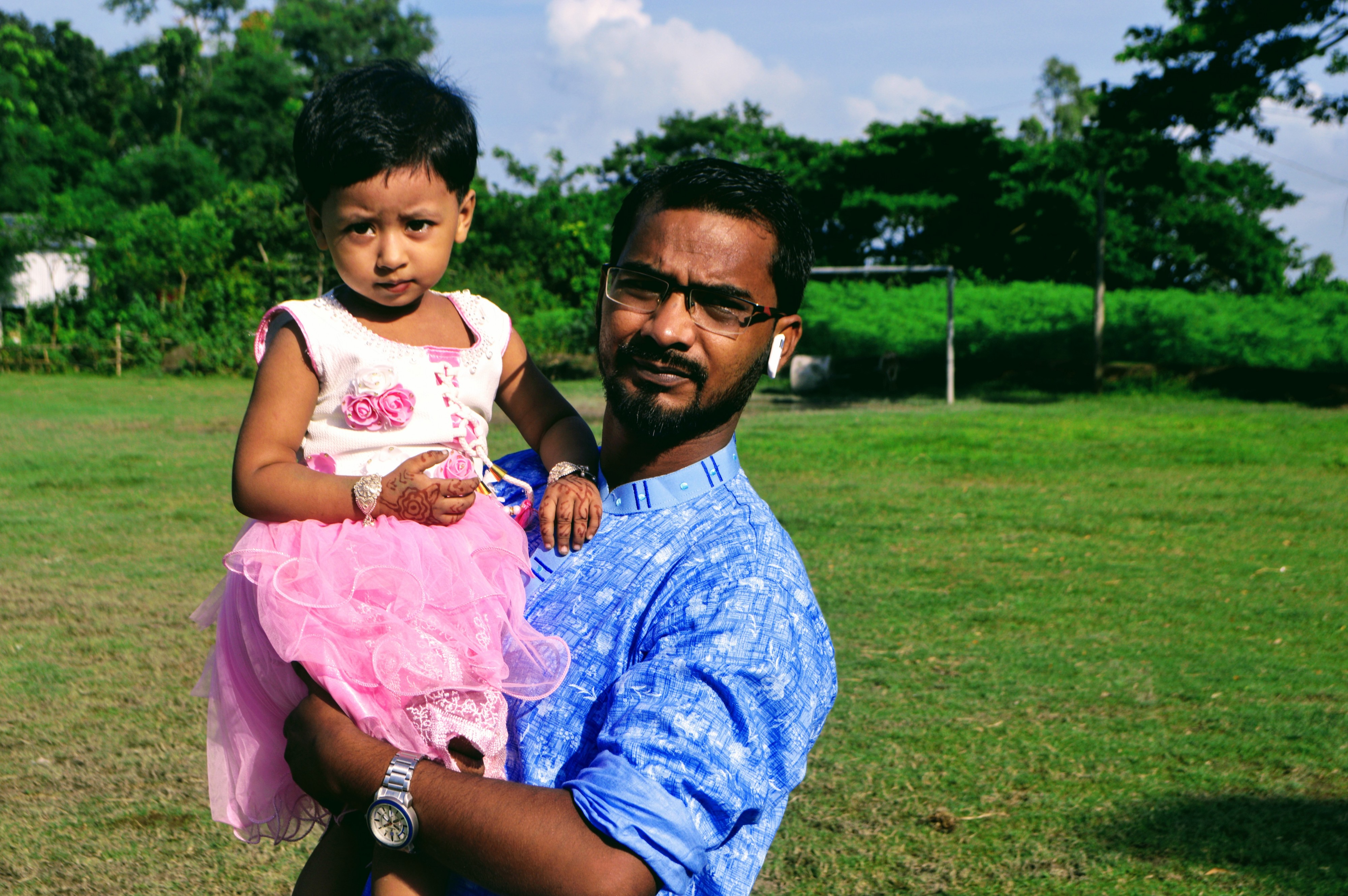 Two years of age girl with her father
