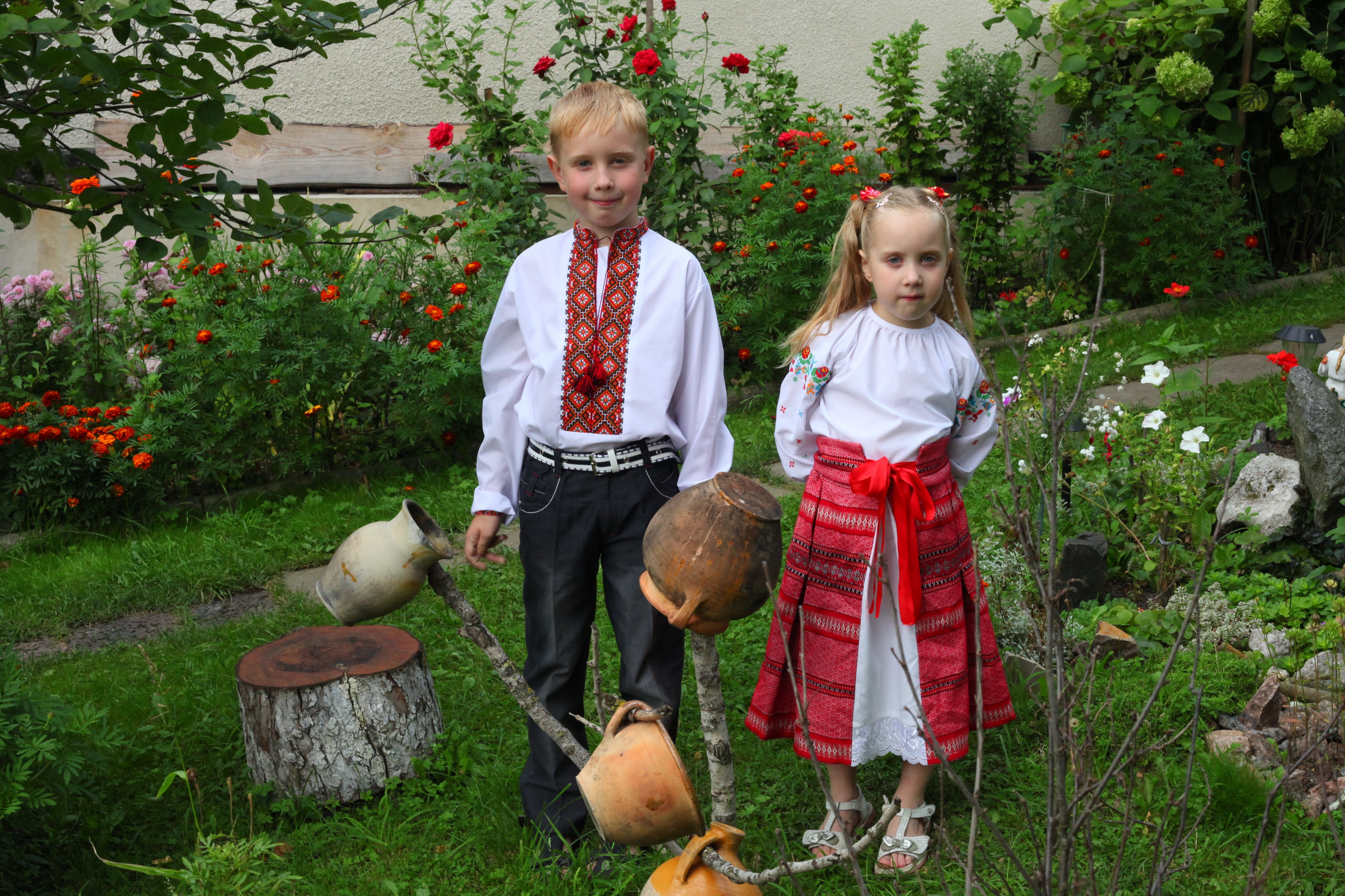 Brother and sister in national dresses