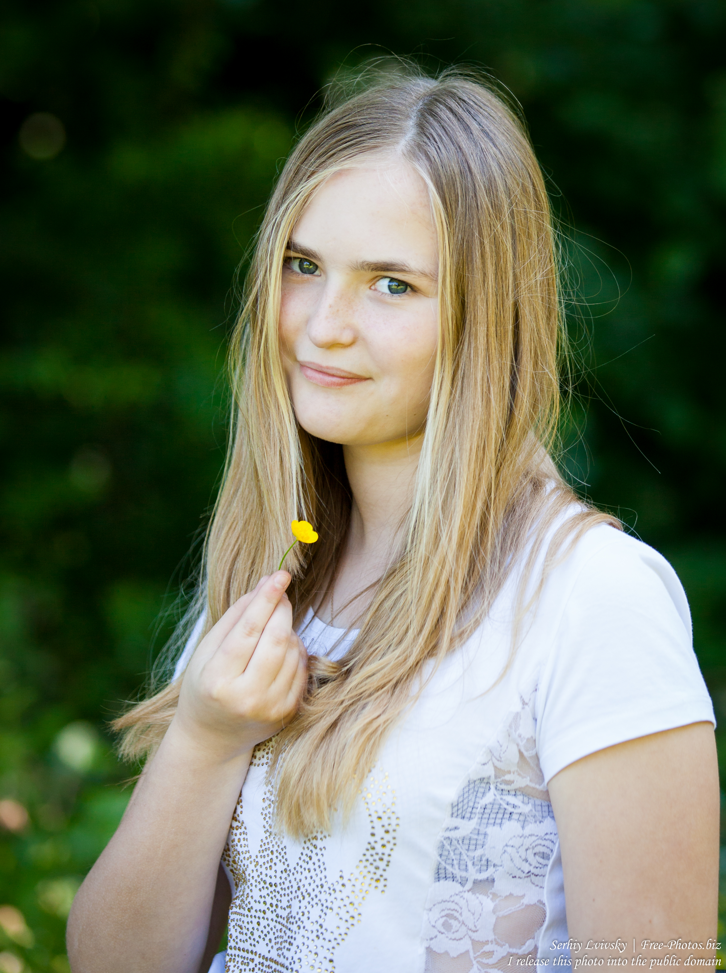 a 14-year old fair-haired girl photographed in June 2015, picture 8