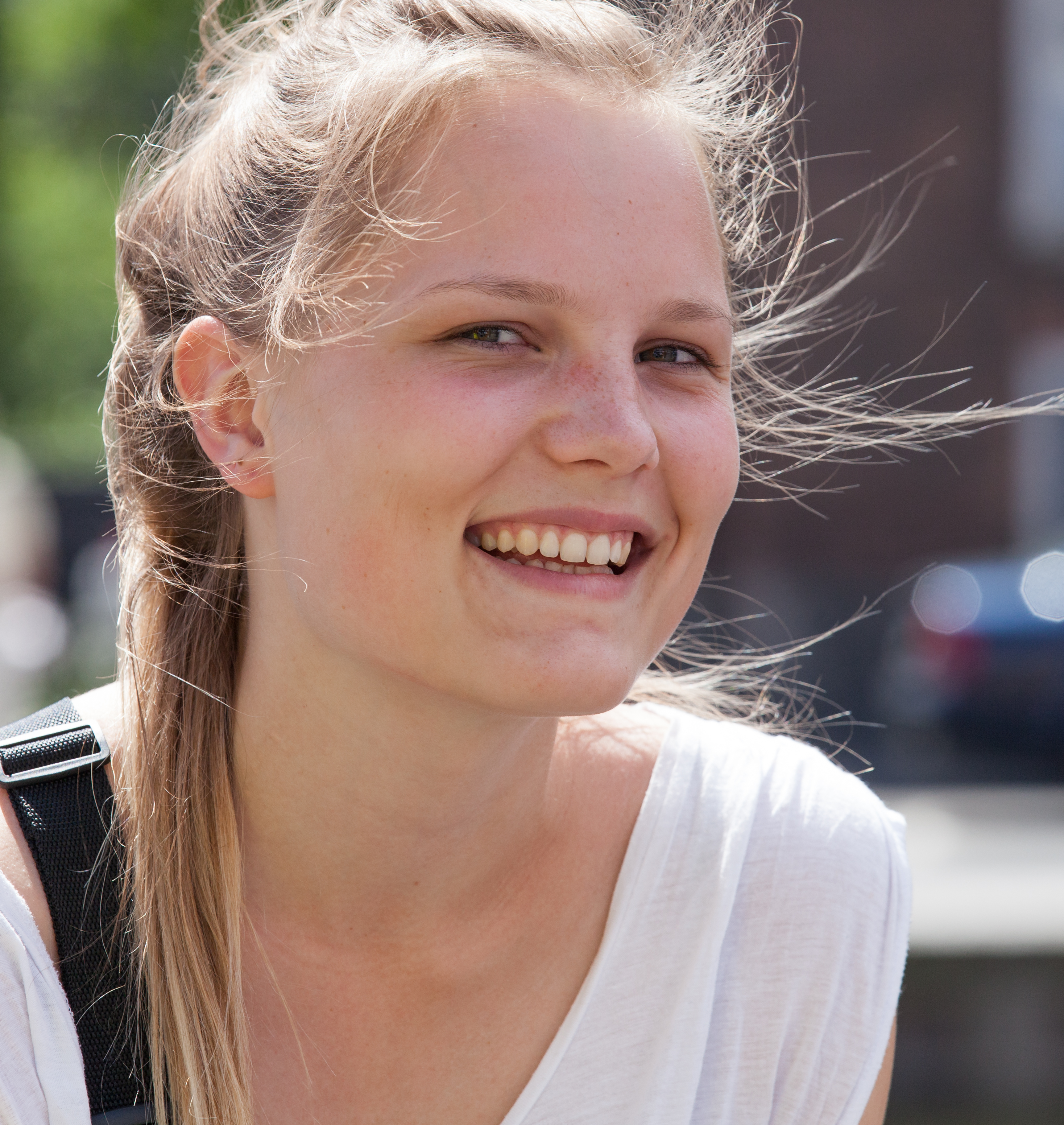a cute fair-haired girl in Copenhagen, Denmark, in June 2014, picture 19