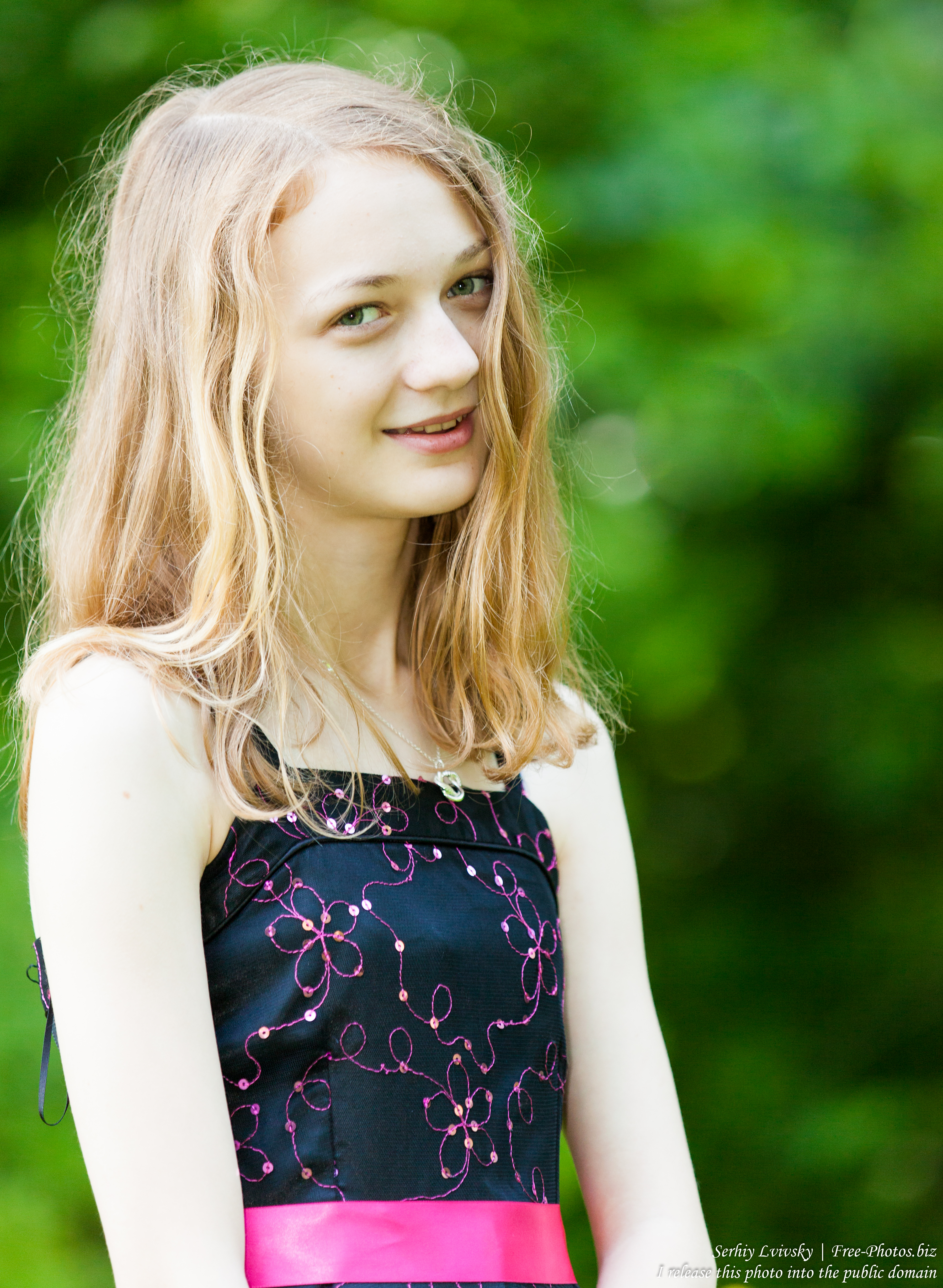 a 14-year-old blond girl photographed in June 2015, portrait 2/2