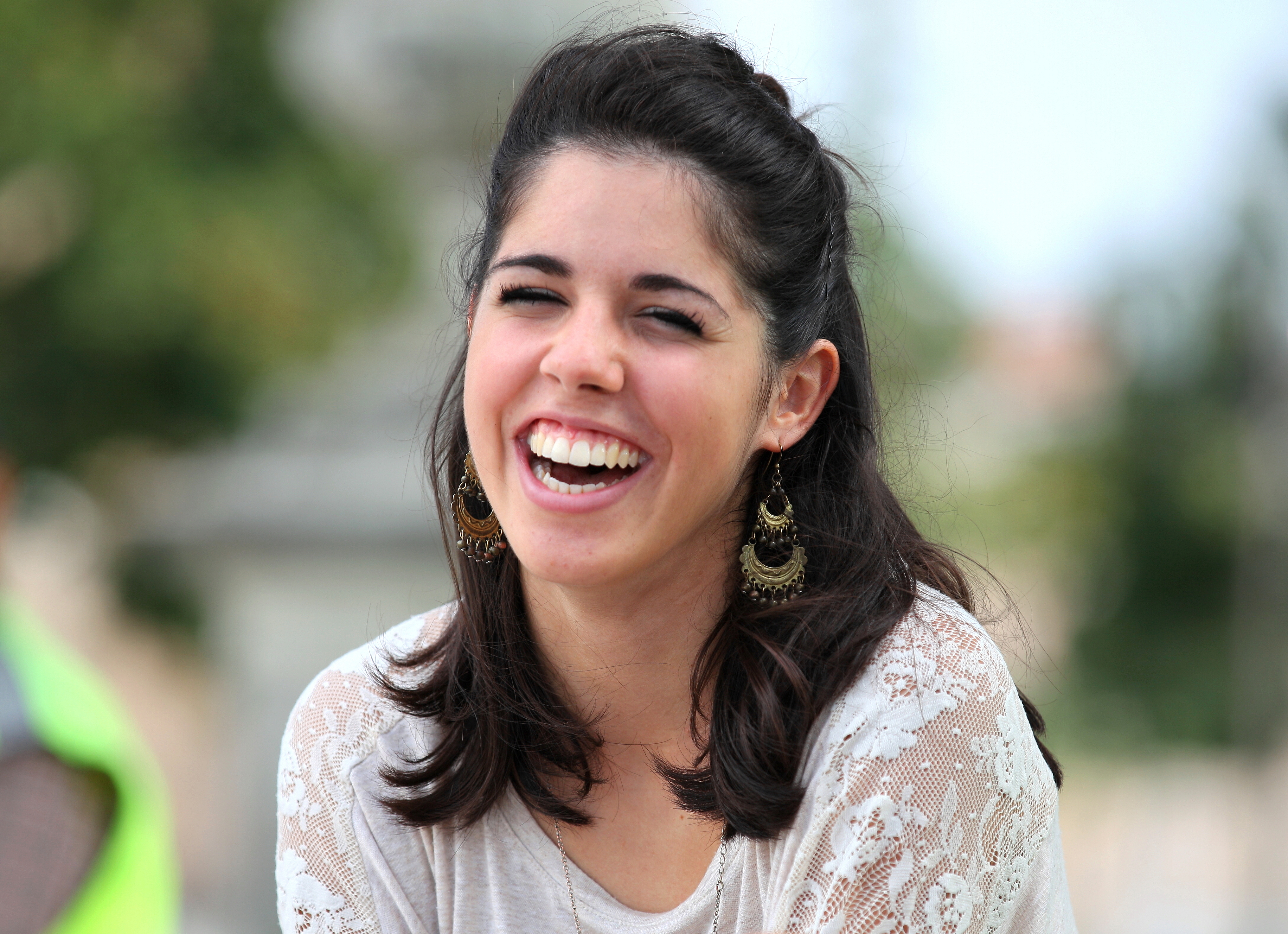 a charming brunette laughing girl photographed in Italy in August 2013, image 3