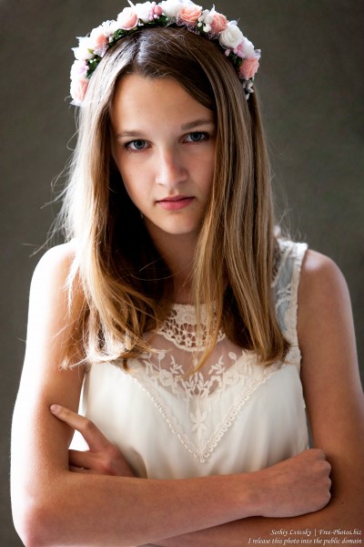 a 13-year-old Catholic girl in a white dress photographed in June 2015, picture 5