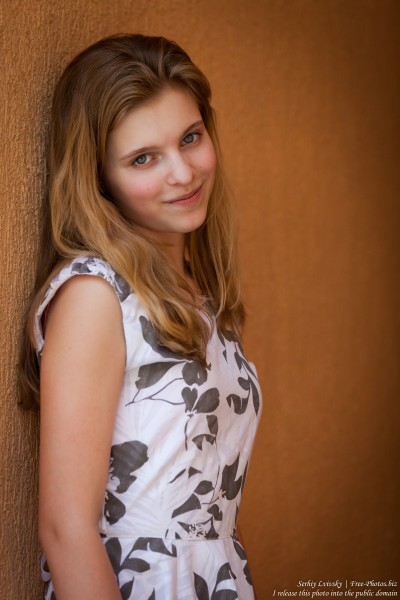 a 14-year-old blond Roman-Catholic girl photographed in July 2015, picture 12