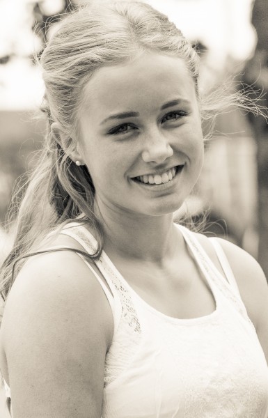 a blond beautiful girl photographed in Sigtuna, Sweden in June 2014, picture 2 out 20, a monochrome version