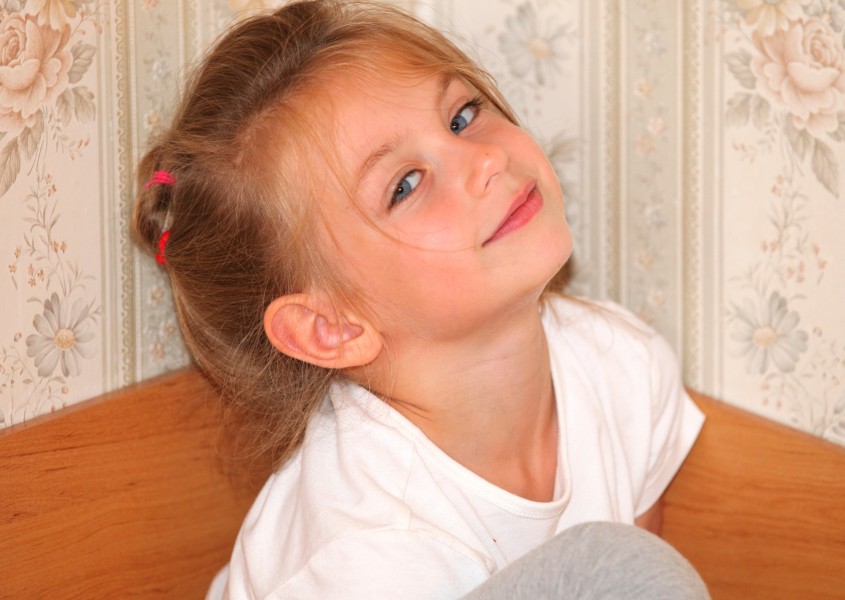 a cute child girl photographed in July 2013, portrait 5/10