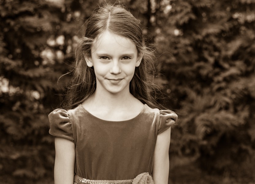 a Christian girl photographed in September 2014, picture 2, black and white