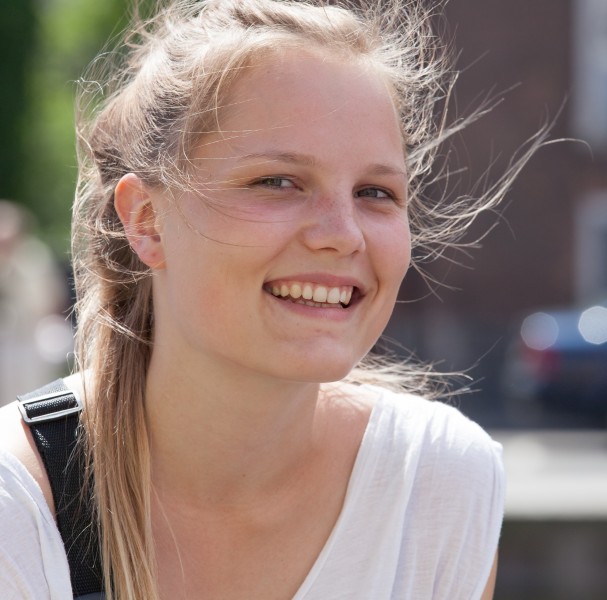 a cute fair-haired girl in Copenhagen, Denmark, in June 2014, picture 20