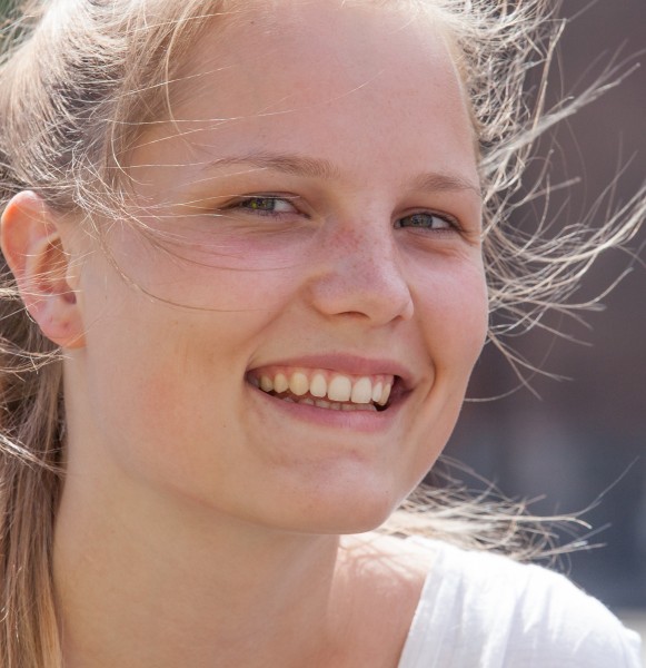 a cute fair-haired girl in Copenhagen, Denmark, in June 2014, picture 21