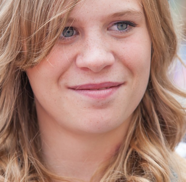 a cute fair-haired girl in Copenhagen, Denmark, in June 2014, picture 49