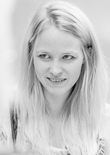 a cute girl photographed in Stockholm, Sweden in June 2014, black and white, picture 20/26