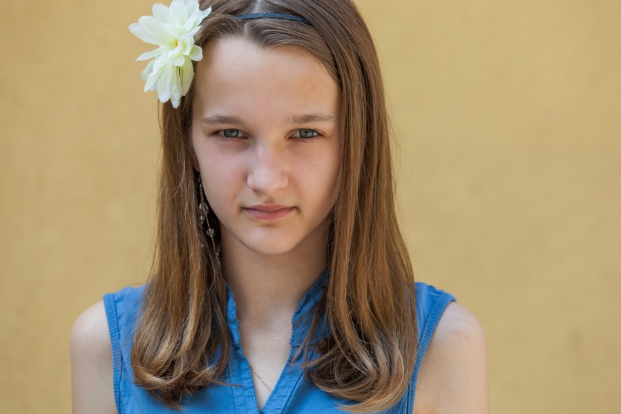 a very photogenic 12-year-old Catholic girl photographed in June 2014, picture 1/4