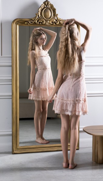 Adriana - a 15-year-old thin tall girl with big grey eyes and natural lips, the sixth photo session by Serhiy Lvivsky, taken in March 2026, portrait 18/36
