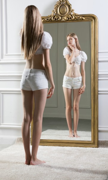 Adriana - a 15-year-old tall thin girl with big grey eyes and natural lips, the eighth photo session by Serhiy Lvivsky, taken in June 2026, portrait 46/64